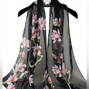 MAGNOLIA FLOWER CHIFFON SCARF!